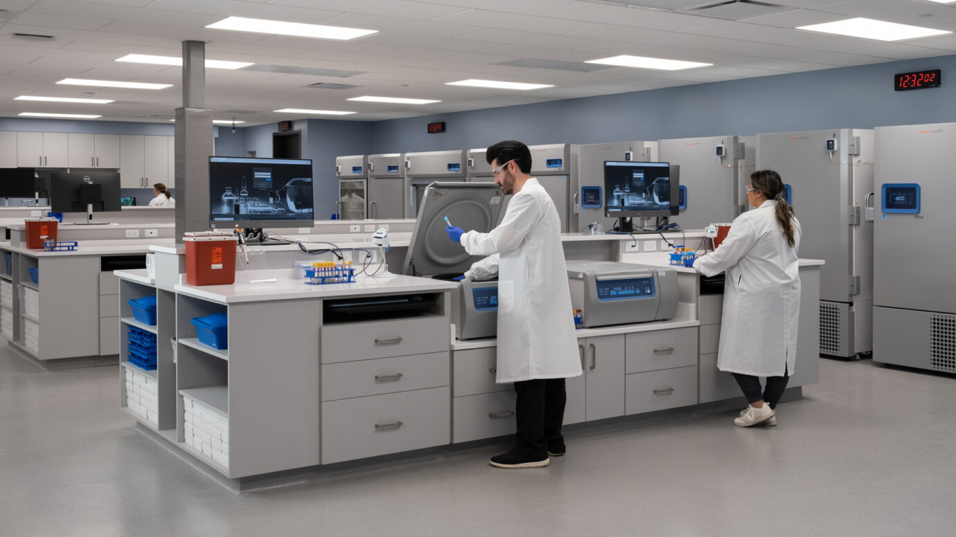 Lab team at work in the research lab