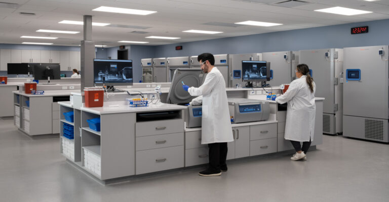Lab team at work in the research lab