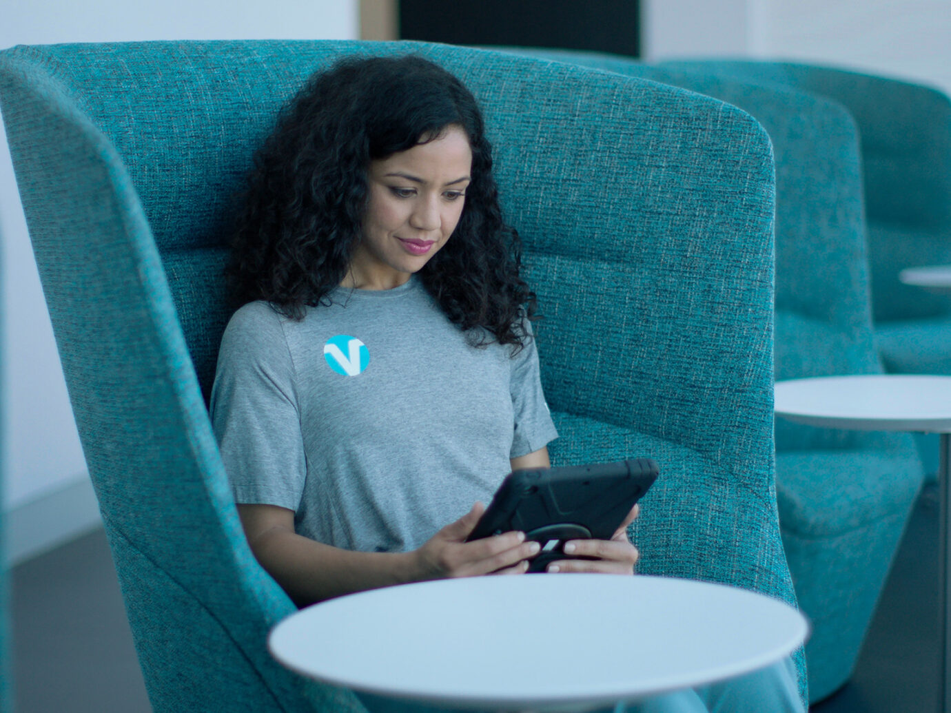 woman with a tablet
