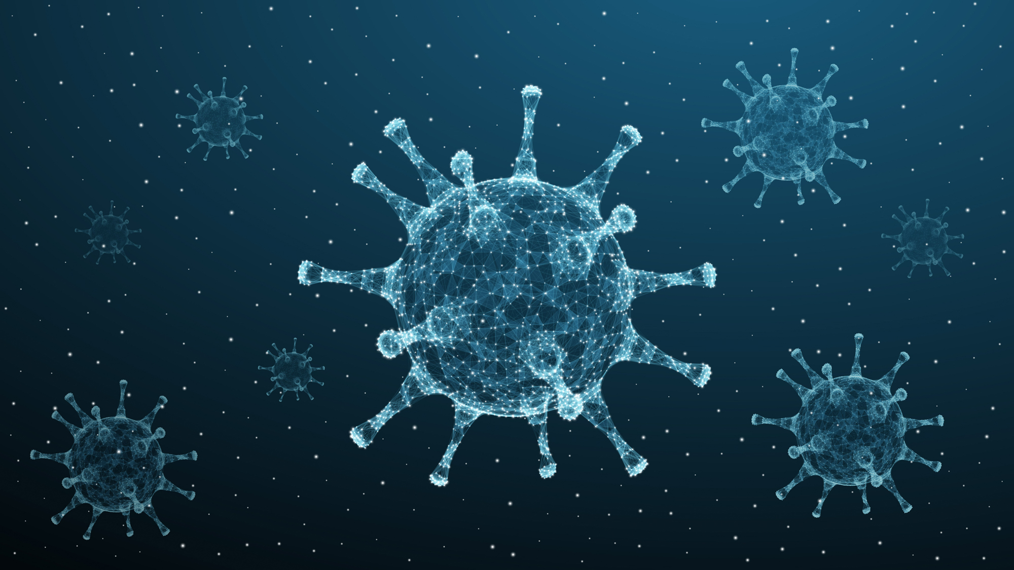 Corona virus 3d pathogen covid 19. Virus infections epidemic banner on blue background. Vector healthcare
