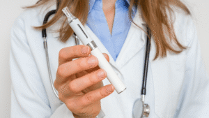 doctor holding a medical product